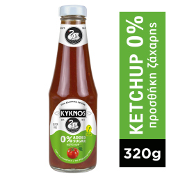 Κέτσαπ 0% Προσθήκη Ζάχαρης Γυάλινη Φιάλη 320g