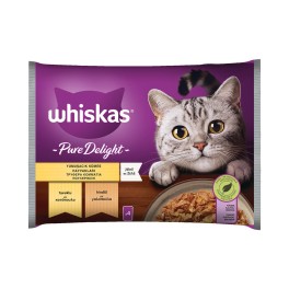 Whiskas Adult Τροφή Γάτας Pure Delight Πουλερικά σε Ζελέ 4x85gr