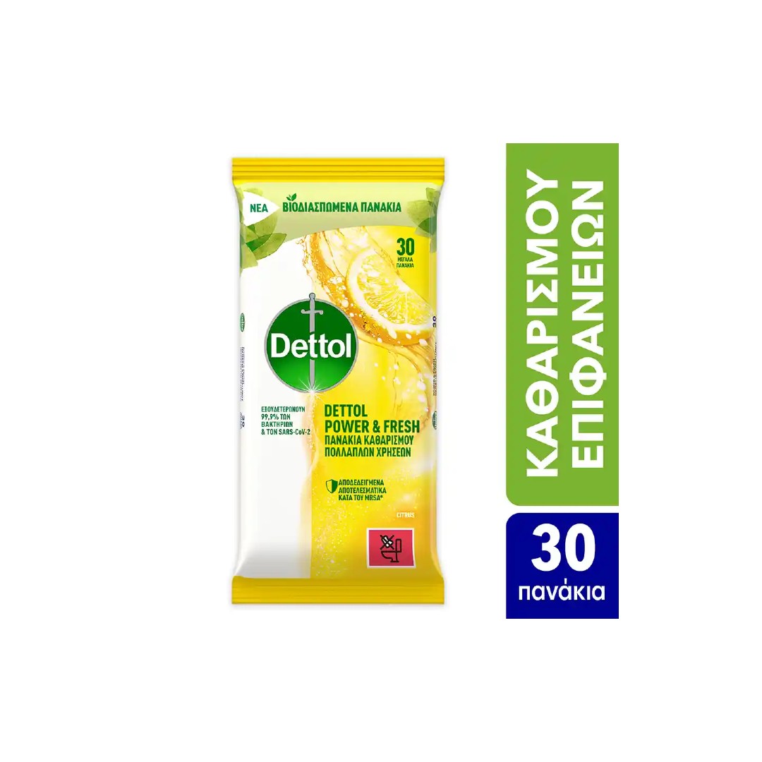 DETTOL ΥΓΡΑ ΜΑΝΤΗΛΑΚΙΑ ΦΡΕΣΚ. ΛΕΜΟΝΙΟΥ 30Τ