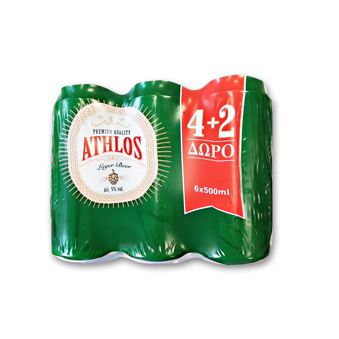 ATHLOS ΜΠΥΡΑ LAGER KOYTI 6X500ML(4+2)ΔΩΡΟ