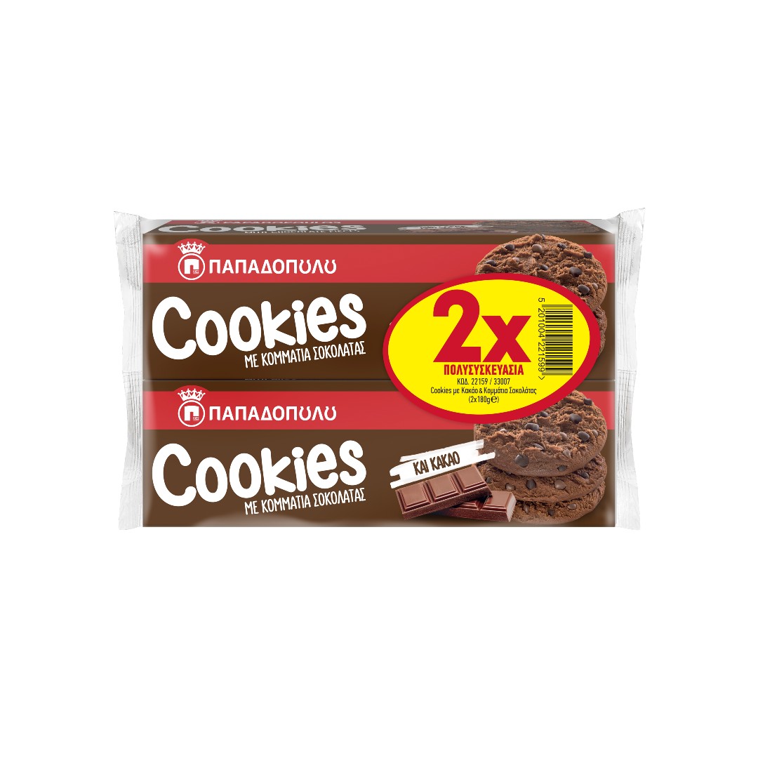 ΠΑΠΑΔ/ΛΟΥ COOKIES 2ΠΛΗ ΣΟΚ.ΟΙΚ.ΣΥΣΚ.2*180ΓΡ