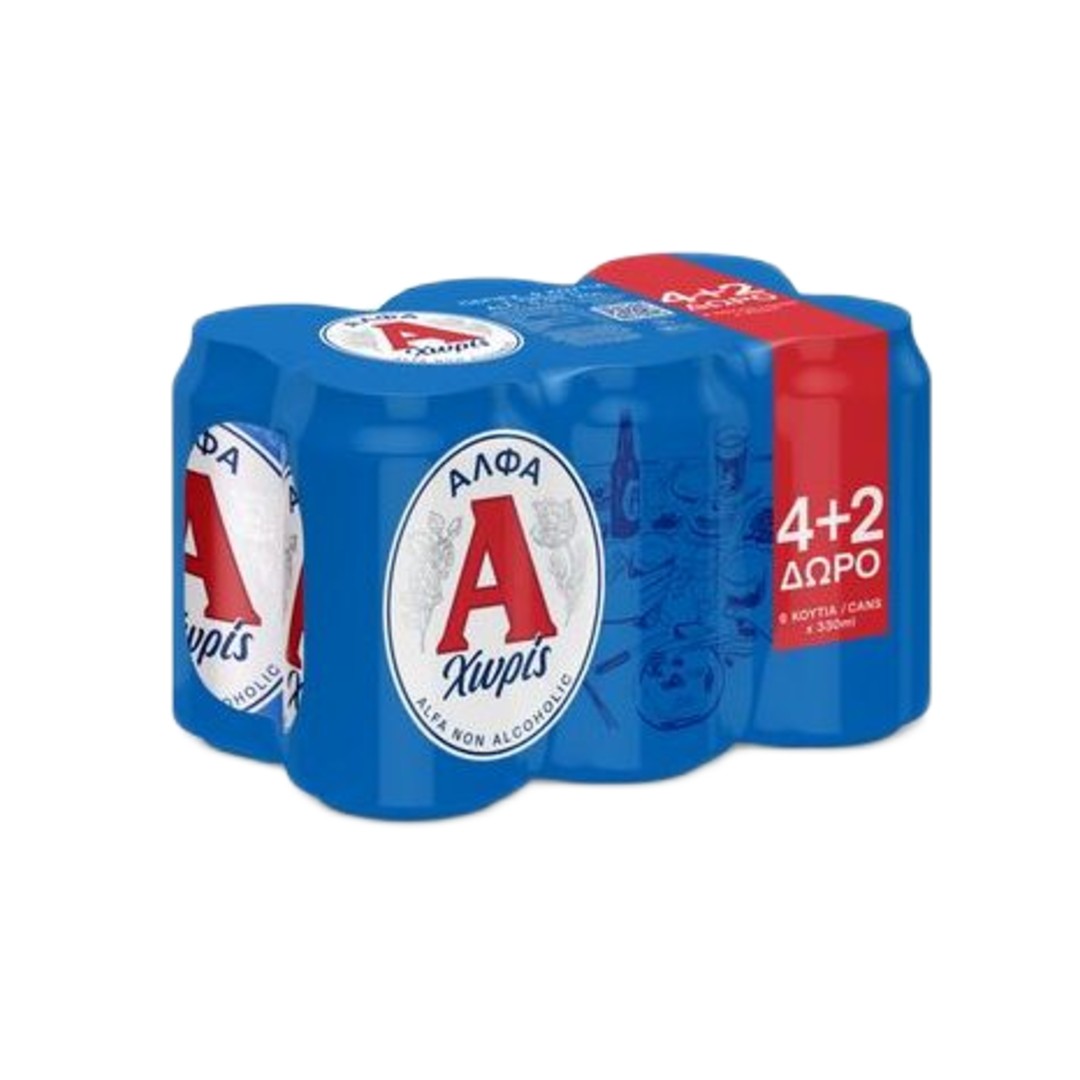 ΑΛΦΑ ΧΩΡΙΣ ΑΛΚΟΟΛ ΚΟΥΤΙ 6*330ML (4+2)ΔΩΡΟ