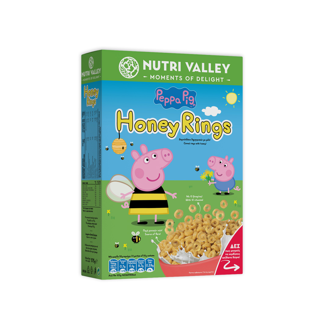 NUTRI VALLEY PEPPA PIG ΔΗΜΗΤΡ.HONEY RINGS 375ΓΡ