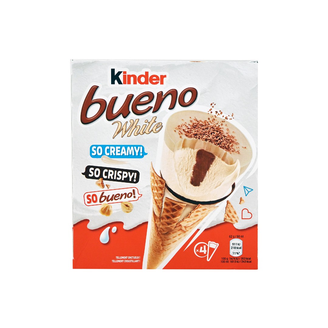 KINDER BUENO ΠΑΓΩΤΟ WHITE CONE MULTI 4*62ΓΡ