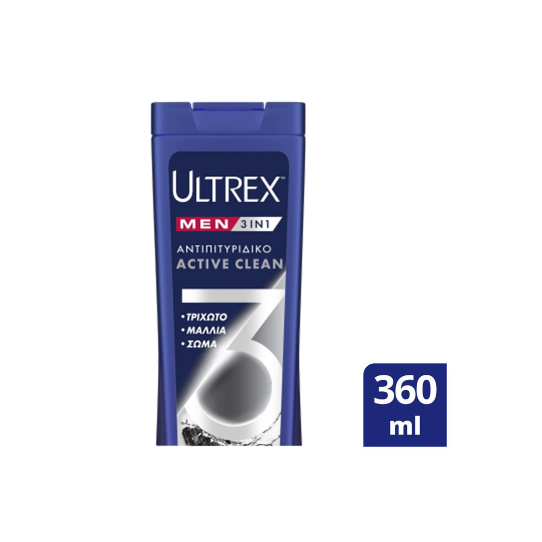 ULTREX ΣΑΜΠ.-ΑΦΡΟΛ. 3IN1 ACTIVE CLEAN 360ML