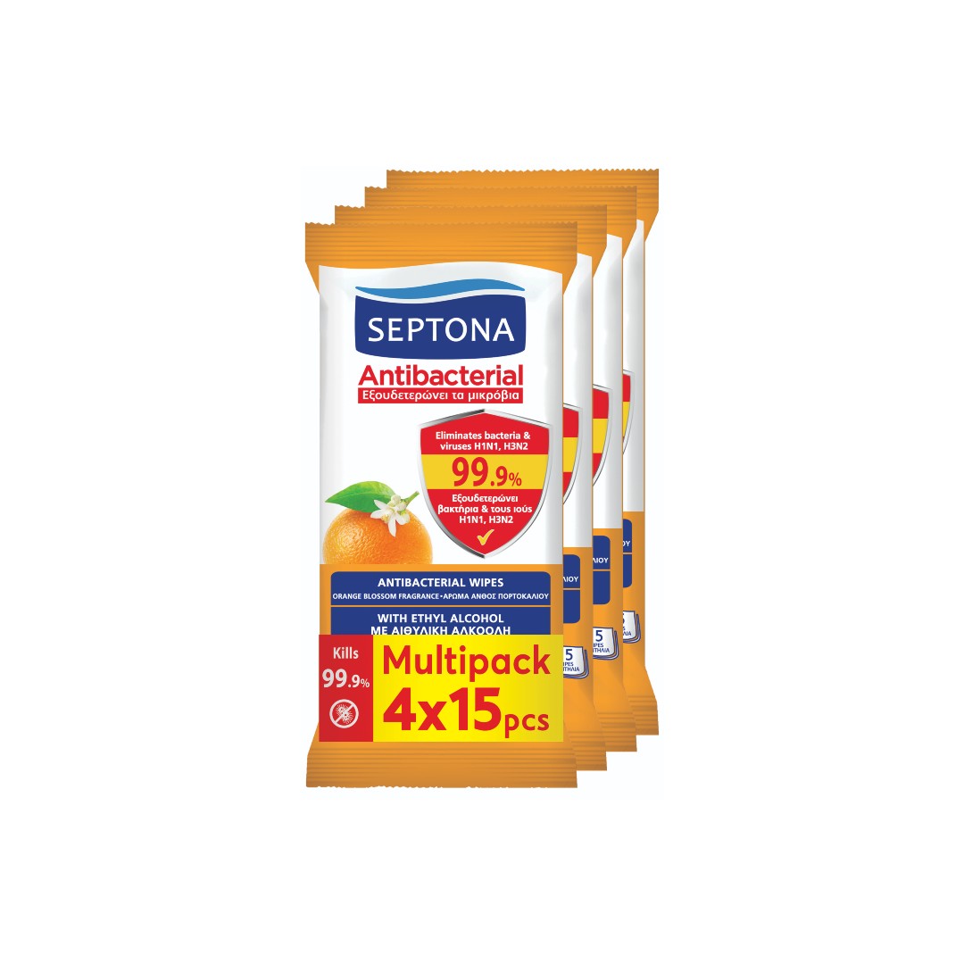 SEPTONA REFR.WIPES ΑΝΘ.ΠΟΡΤΟΚ.MULTIPACK 4*15Τ