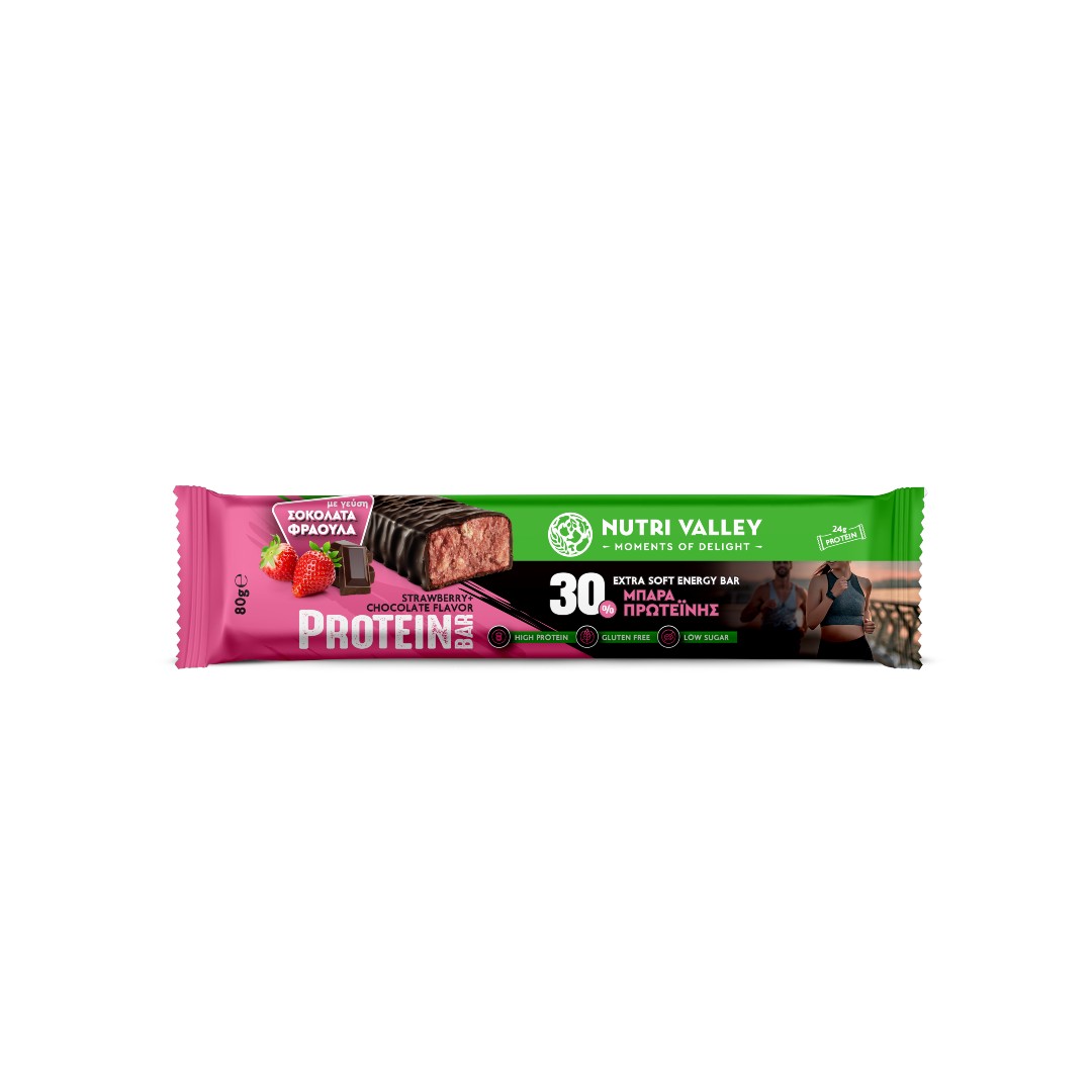 NUTRI VALLEY PROTEIN BAR STRAWBERRY 80ΓΡ