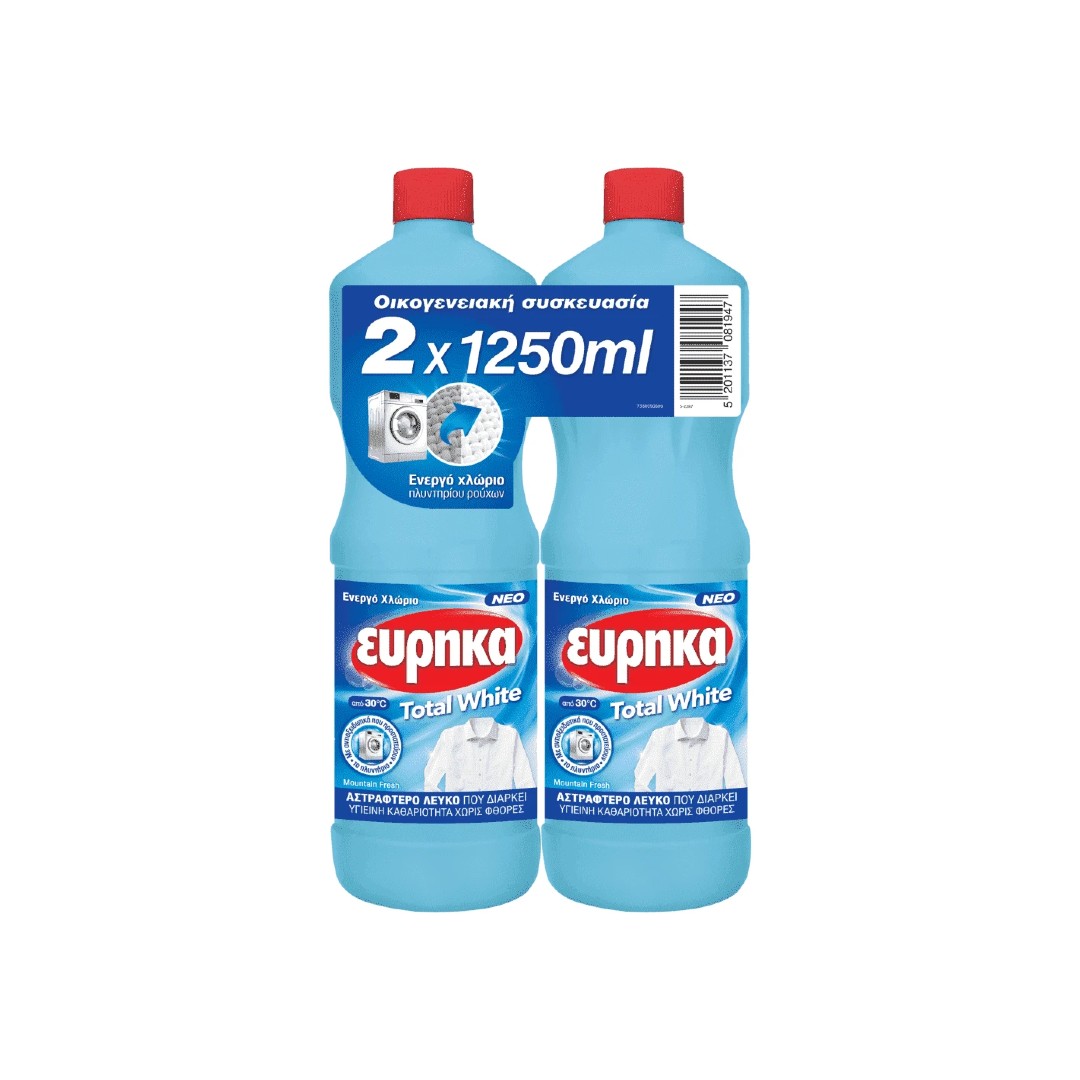 ΕΥΡΗΚΑ ΛΕΥΚ/ΚΟ ΕΝΕΡΓΟ ΧΛΩΡΙΟ ΟΙΚ.ΣΥΣΚ.2*1250ML