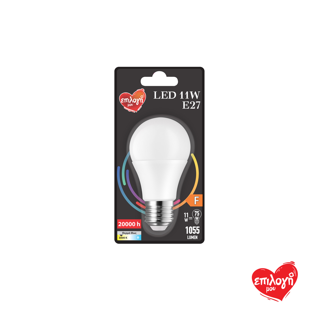 ΕΠΙΛΟΓΗ ΜΟΥ ΛΑΜΠΑ LED ΓΛΟΜΠΟΣ ΘΕΡΜΟ ΦΩΣ E27 11W