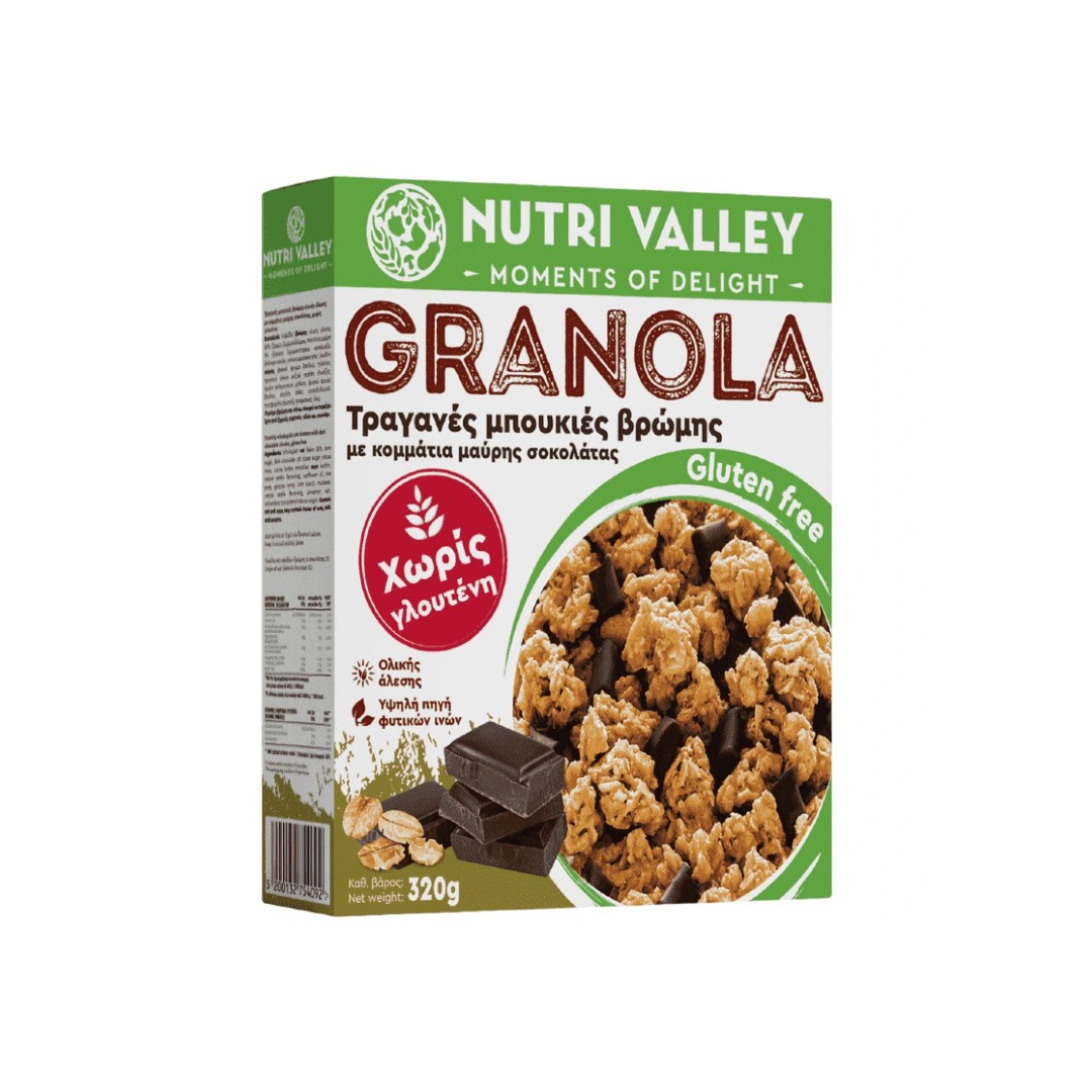 NUTRI VALLEY GRAN.GLUTEN FREE DARK CHOCO 320ΓΡ
