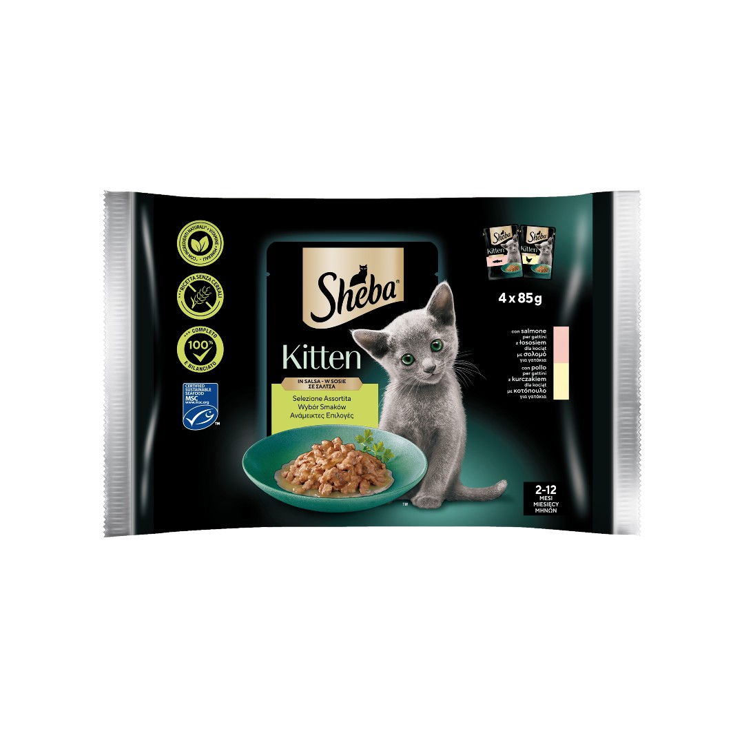 SHEBA ΓΑΤΑ ΥΓΡΗ ΦΑΚ.KITTEN MIX ΣΑΛΤΣΑ 4*85ΓΡ