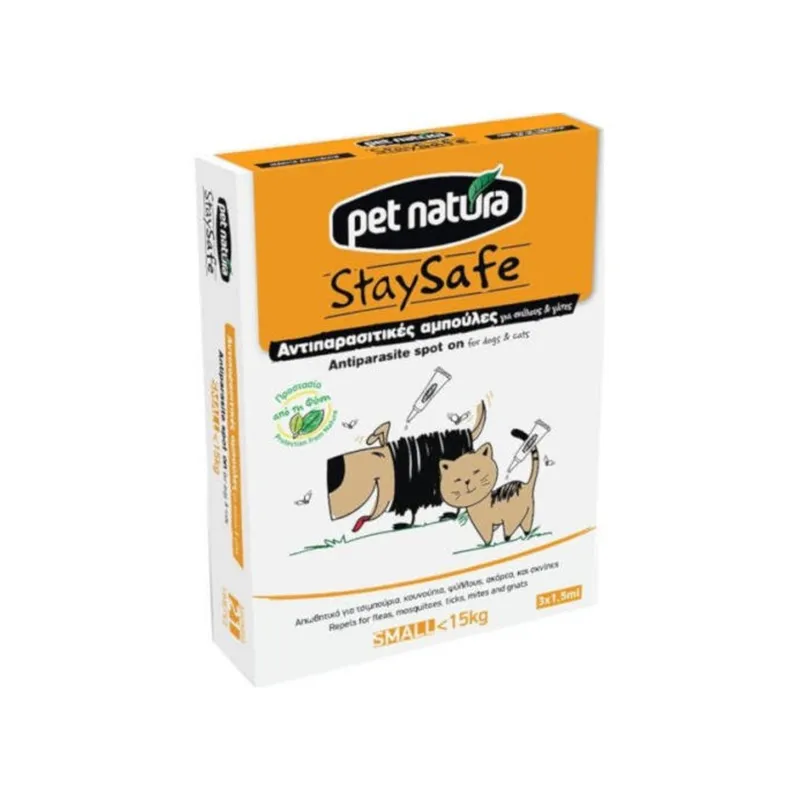 PET NATURA ΑΝΤΙΠΑΡ.ΑΜΠΟΥΛ.S<15KG 3*1,5ML