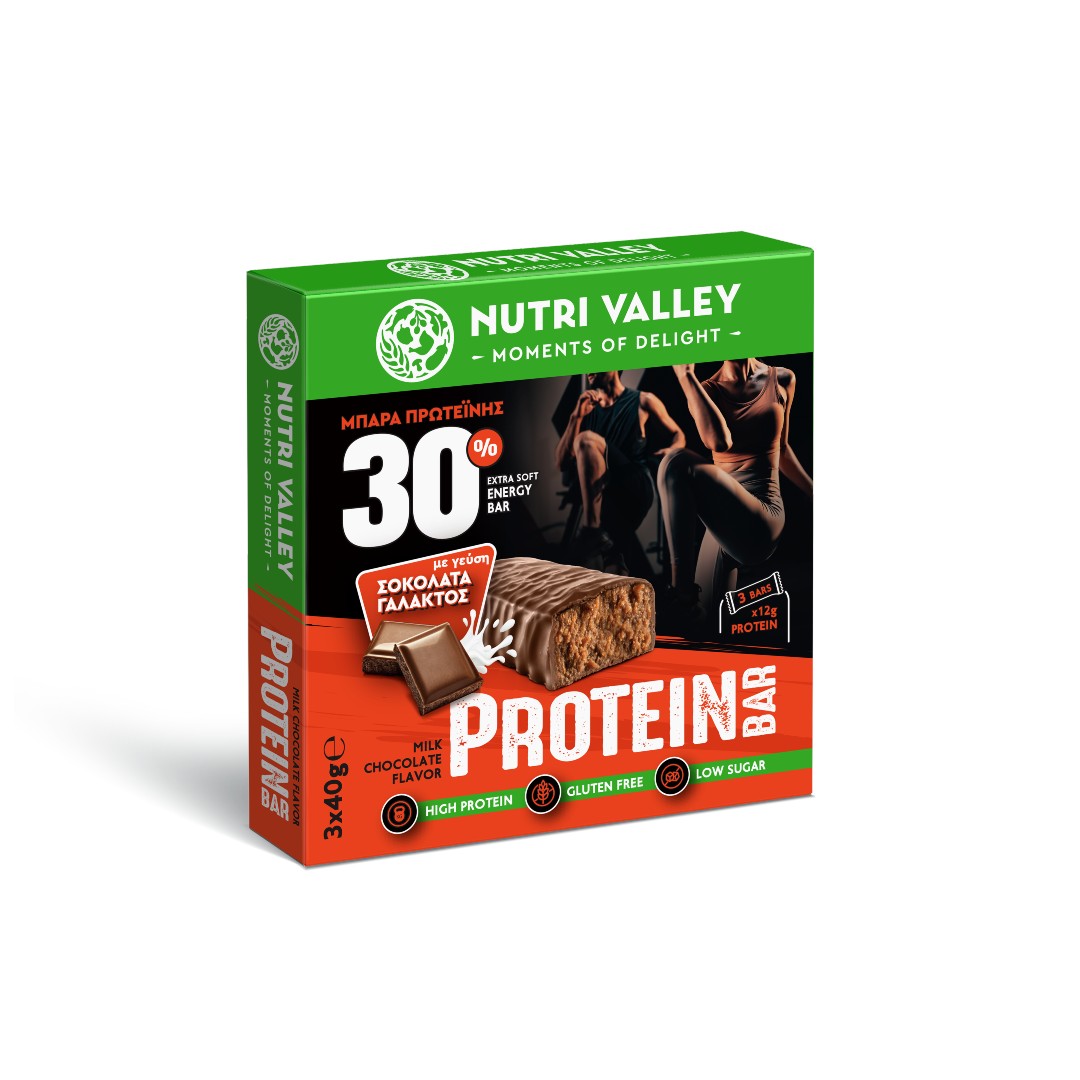 NUTRI VALLEY PROTEIN BAR MILK CHOCOLATE 3*40ΓΡ