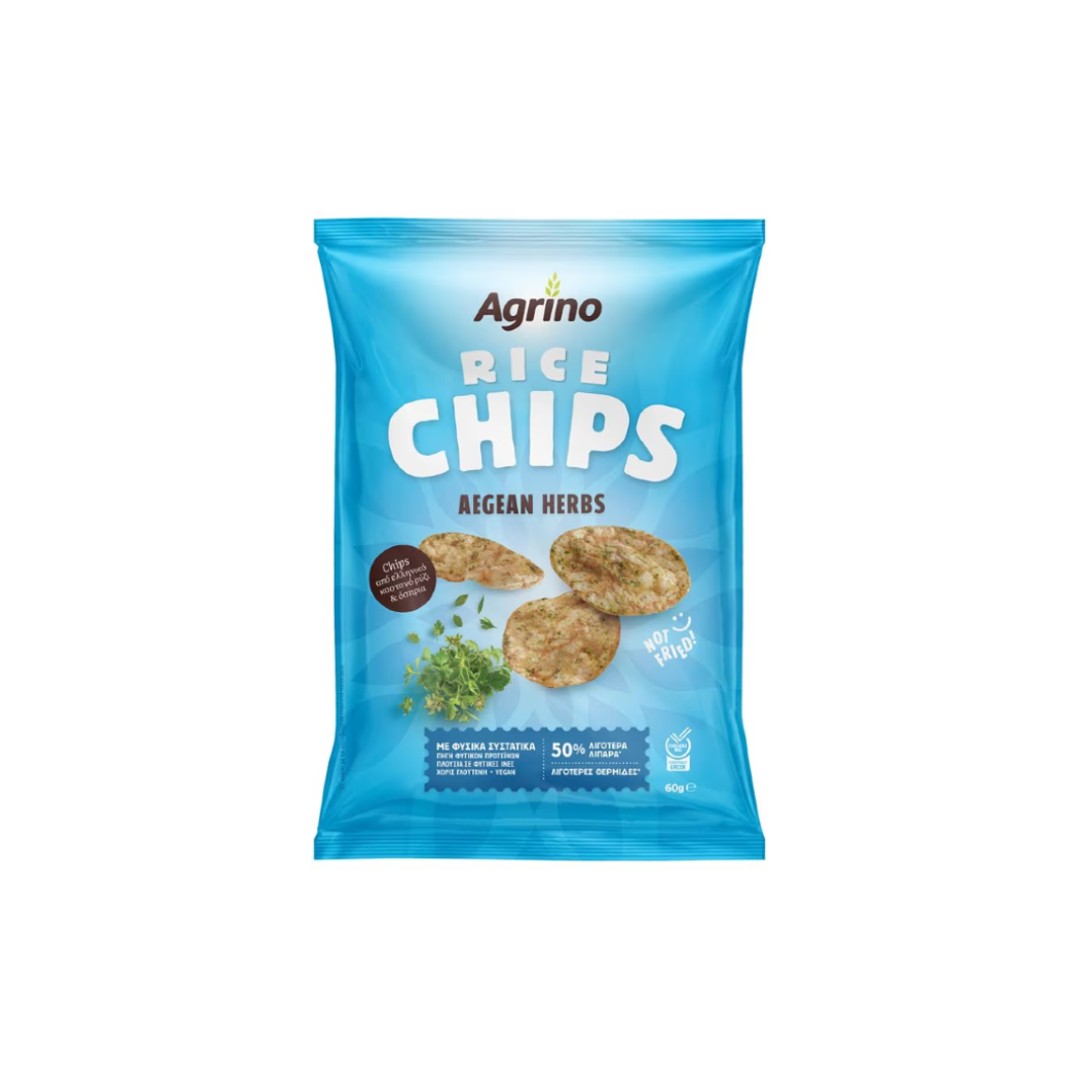 AGRINO RICE CHIPS AEGEAN HERBS 60ΓΡ