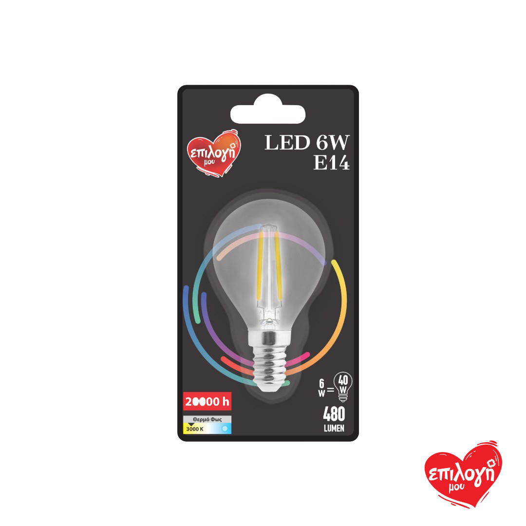ΕΠΙΛΟΓΗ ΜΟΥ ΛΑΜΠΑ LED ΓΛΟΜΠΑΚΙ 6W E14 3000K