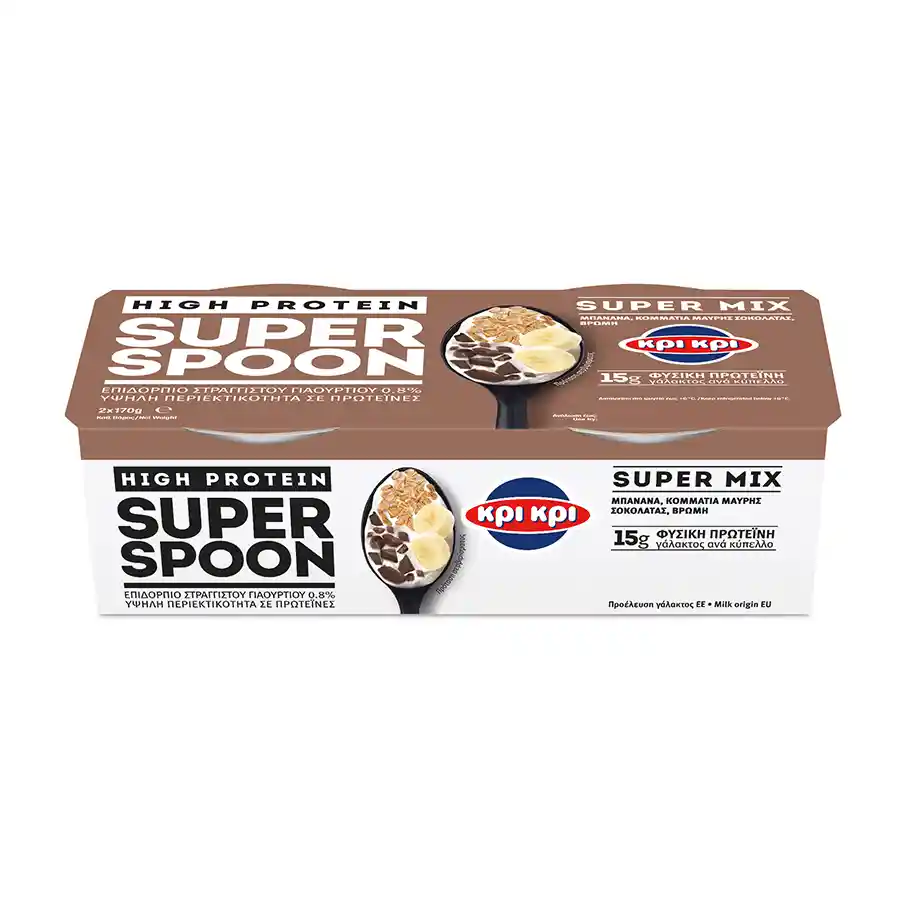 Κρι Κρι Super Spoon Επιδόρπιο Γιαουρτιού Μπανάνα Σοκολάτα 2x170γρ.
