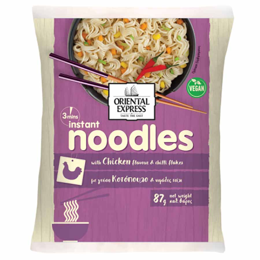 Oriental Express Noodles Με Γεύση Κοτόπουλο & Τσίλι 3' 87γρ.