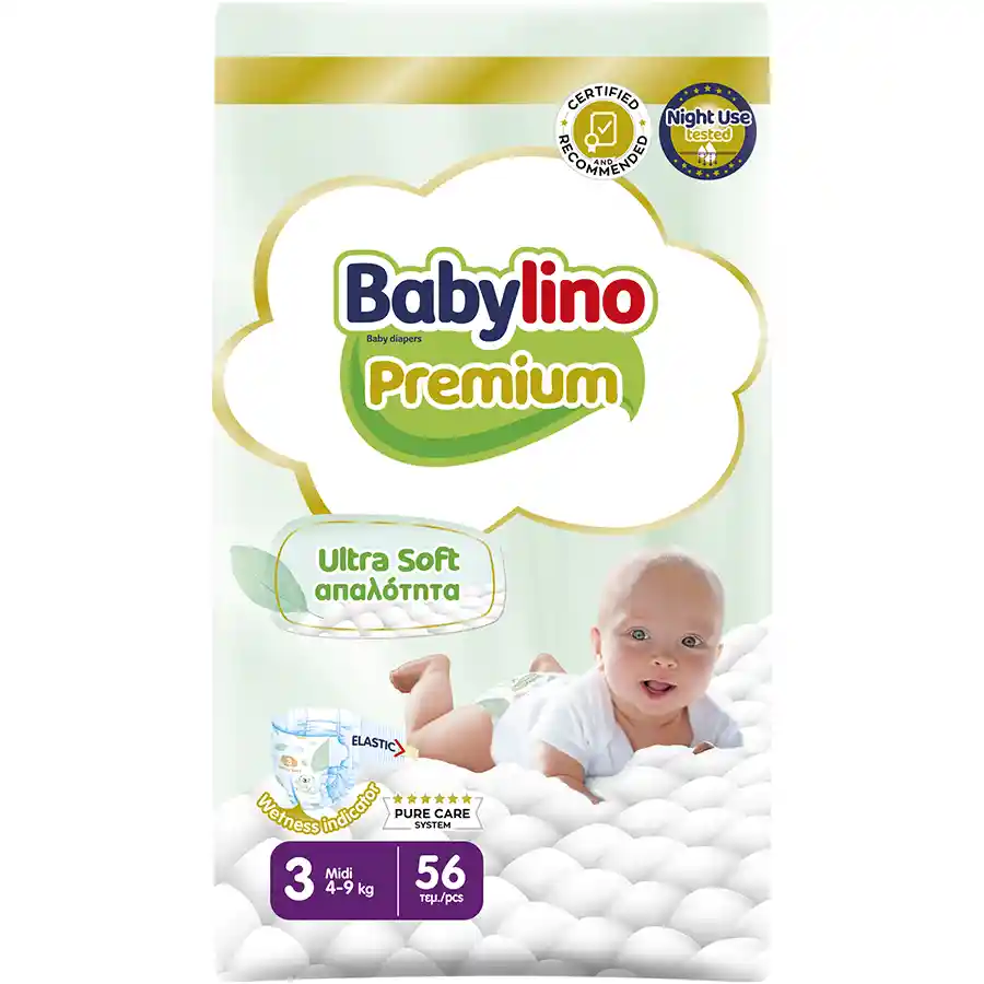 Babylino Premium Πάνες Midi No3 (4-9kg.) 56τεμ.