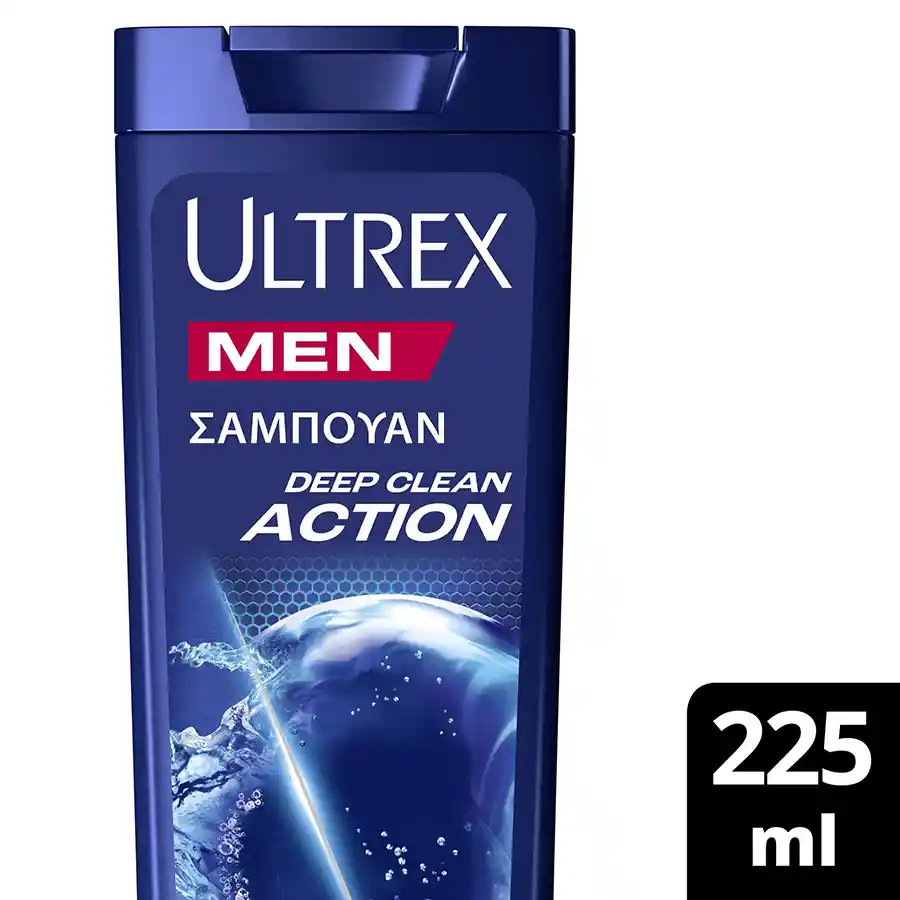 Ultrex Men Σαμπουάν Deep Clean  Action Για Όλους Τους Τύπους Μαλλιών 225ml.
