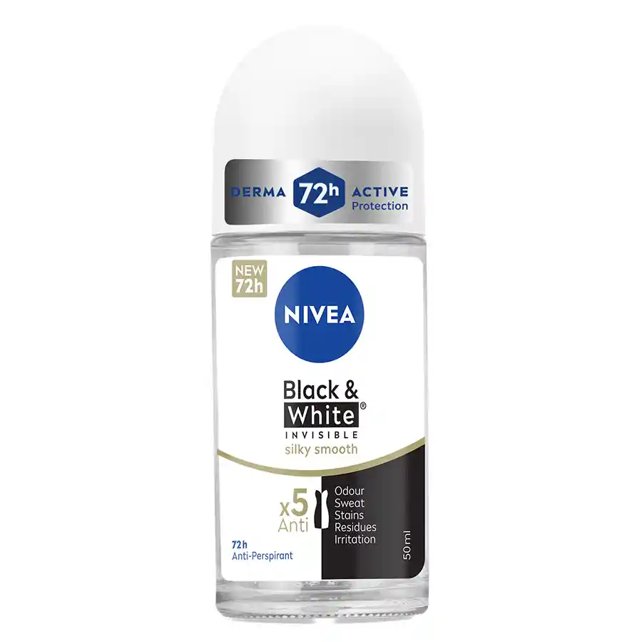 Nivea Black & White Invisible Silky Smooth Αποσμητικό Roll-On 50ml.