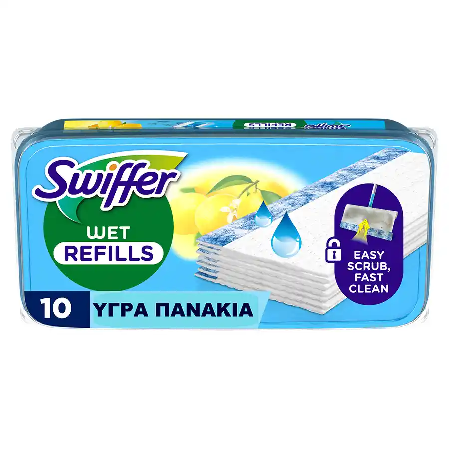 Swiffer Υγρά Πανάκια Καθαρισμού Για Το Πάτωμα Με Άρωμα Λεμόνι 10τεμ.