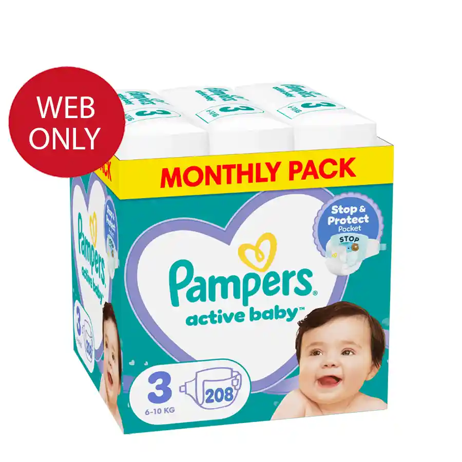 Pampers Active Baby Πάνες No3 (6-10kg.) Monthly Pack 208τεμ.