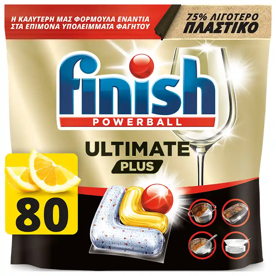 Finish Ultimate Plus All In 1 Ταμπλέτες Πλυντηρίου Πιάτων Λεμόνι 80τεμ.