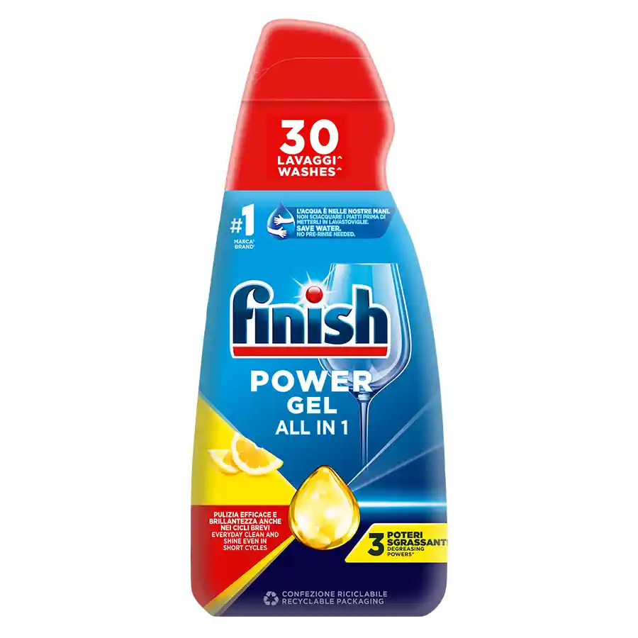 Finish All In 1 Max Gel Απορρυπαντικό Πλυντηρίου Πιάτων Λεμόνι 30mez. 600ml.