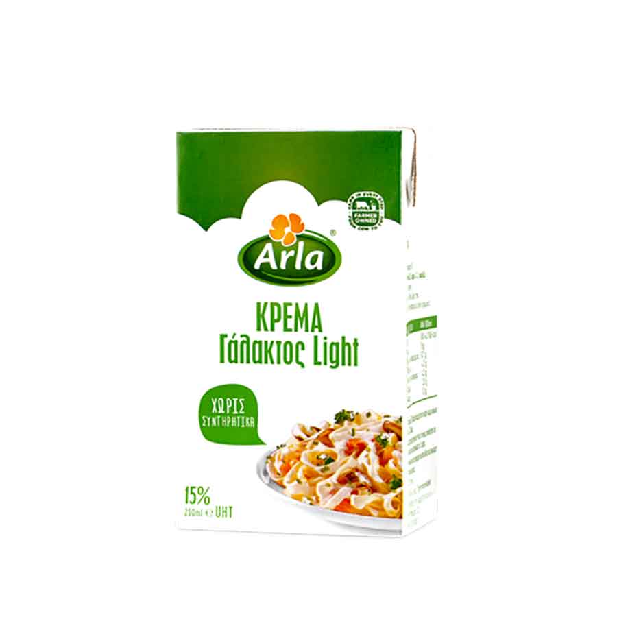 Arla Κρέμα Γάλακτος Light 15% Λιπαρά Χωρίς Γλουτένη 250ml.