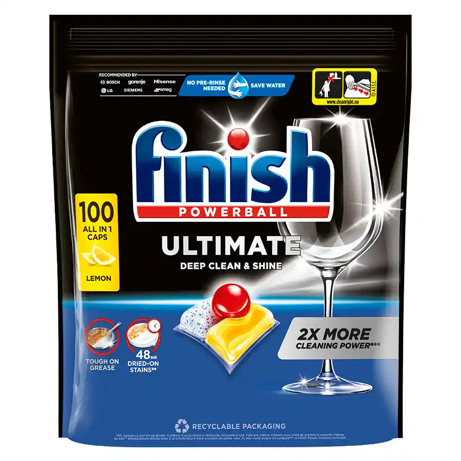 Finish Ultimate Plus All In 1 Ταμπλέτες Πλυντηρίου Πιάτων Λεμόνι 100τεμ.