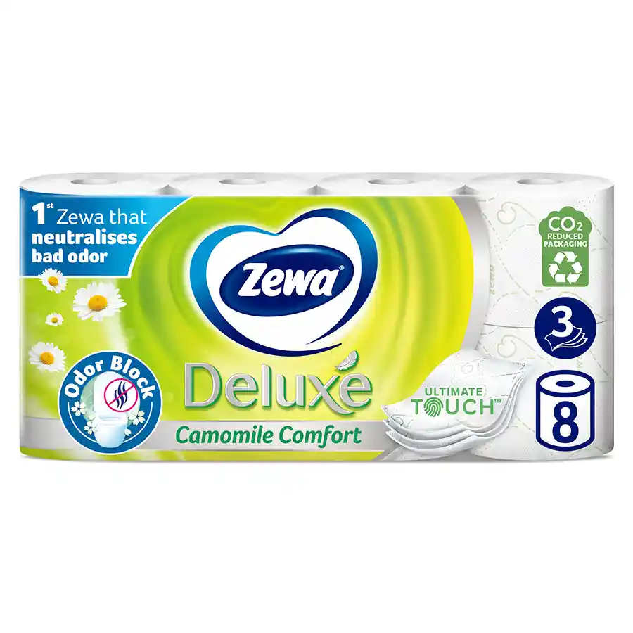 Zewa Deluxe Χαρτί Υγείας Camomile 3Φύλλων 8τεμ. 704γρ.