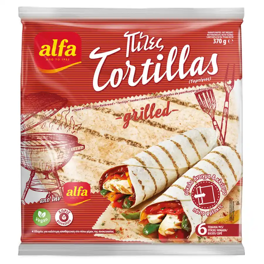 Alfa Τορτίγιες Grilled Σίτου 6τεμ. 370γρ.