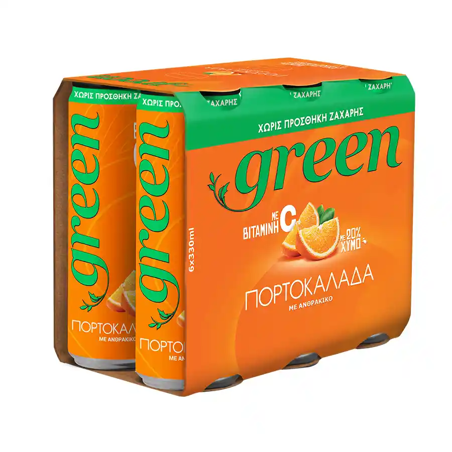 Green Πορτοκαλάδα Με Στέβια Χωρίς Ζάχαρη 6x330ml.