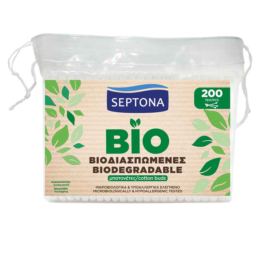 Septona Cotton Μπατονέτες Βιοδιασπώμενες 200τεμ.