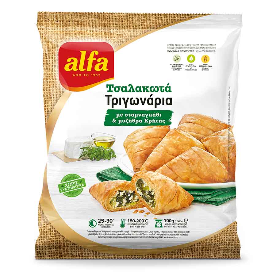 Alfa Τσαλακωτά Τριγωνάρια Με Σταμναγκάθι & Μυζήθρα Κρήτης 700γρ.