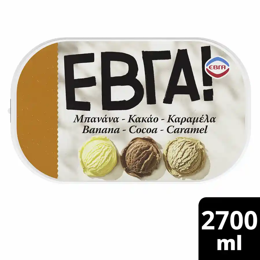 Έβγα Παγωτό Οικογενειακό Μπανάνα Σοκολάτα Καραμέλα 1,350kg./2,7lt.