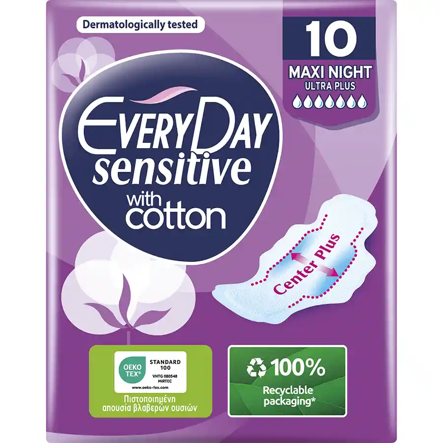 Every Day Sensitive Σερβιέτες Maxi Night Ultra Plus 10τεμ.