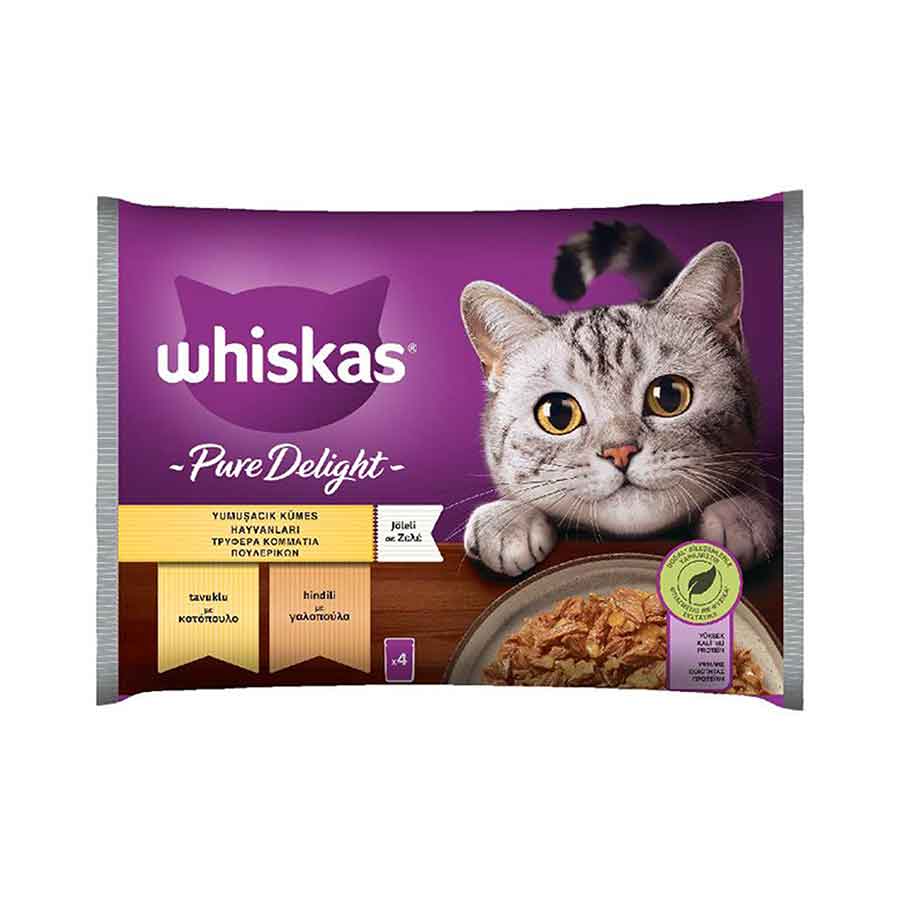 Whiskas Pure Delight Γατοτροφή Πουλερικά Σε Ζελέ 4x85γρ.