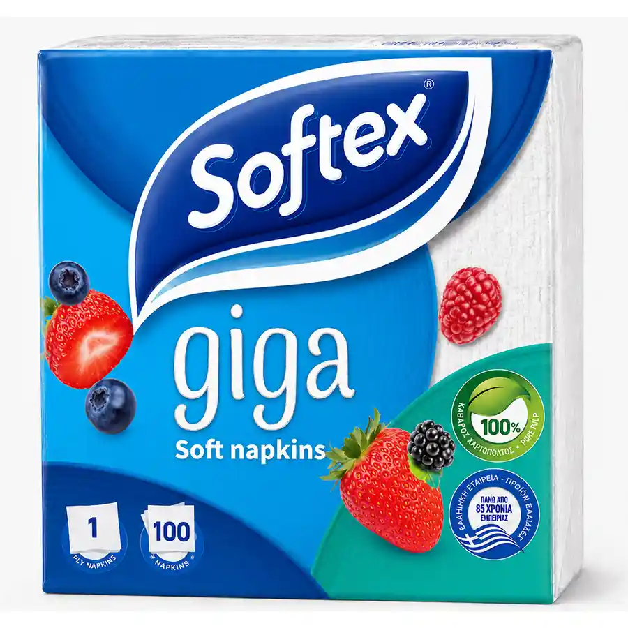 Softex Χαρτοπετσέτες Giga Λευκές 100Φύλλα 153γρ.
