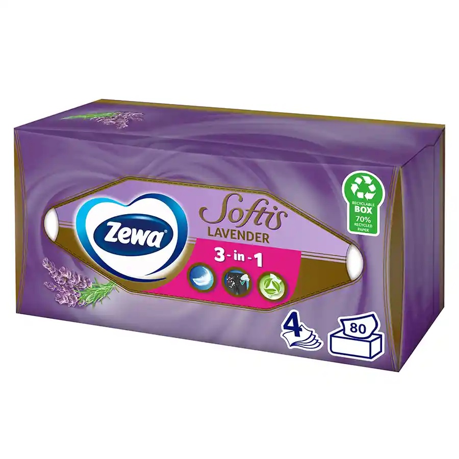 Zewa Χαρτομάντηλα Facial Softis Με Άρωμα 4Φύλλων 80τεμ.