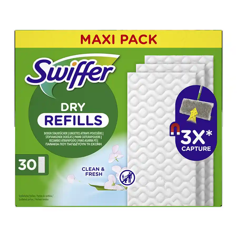 Swiffer Στεγνά Πανάκια Καθαρισμού Για Το Πάτωμα Fresh Ανταλλακτικά 30τεμ.