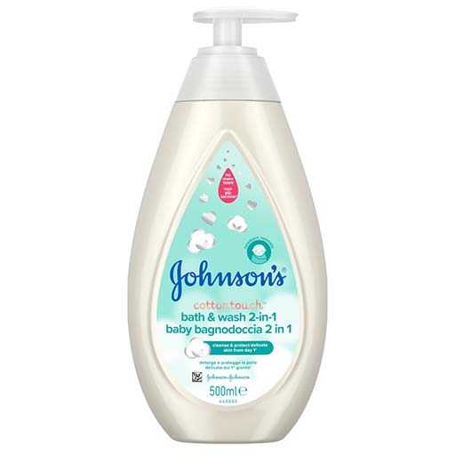 Johnson's Baby Cotton Touch Αφρόλουτρο & Σαμπουάν 2σε1 Με Αντλία 500ml.