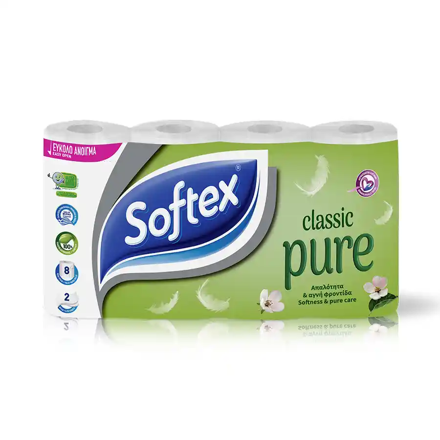 Softex Pure Classic Χαρτί Υγείας 2Φύλλων 8τεμ. 496γρ.
