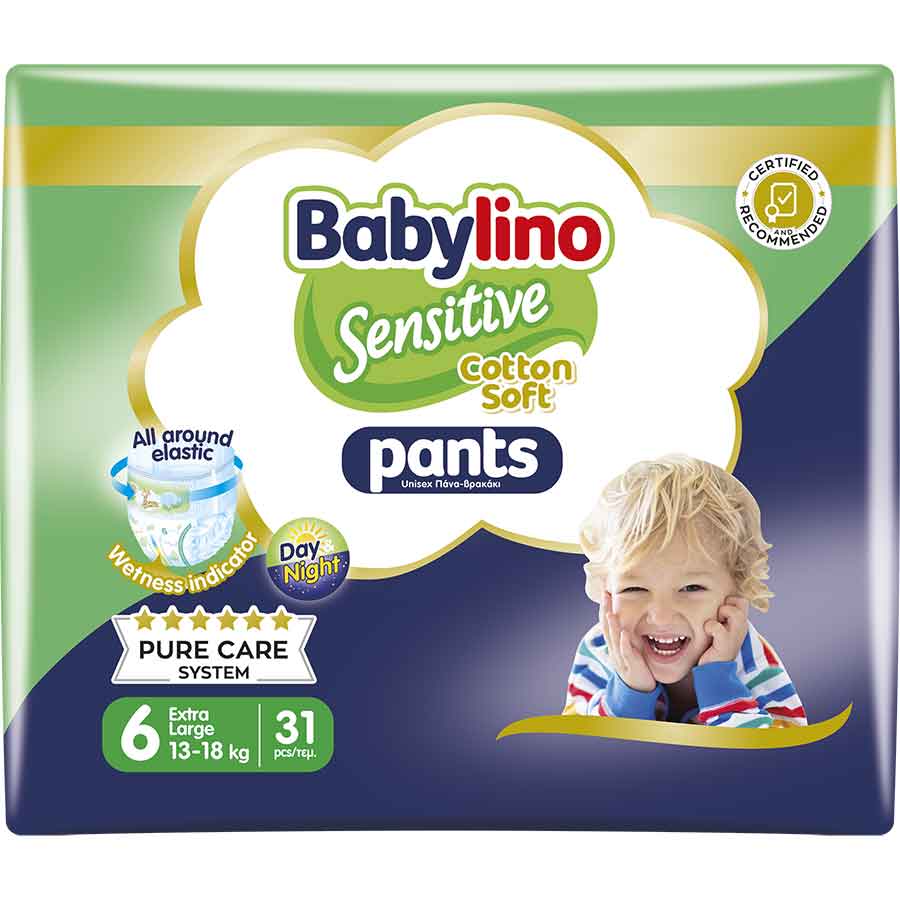 Babylino Sensitive Pants Πάνες Βρακάκι Unisex No6 (13-18kg.) Economy 31τεμ.