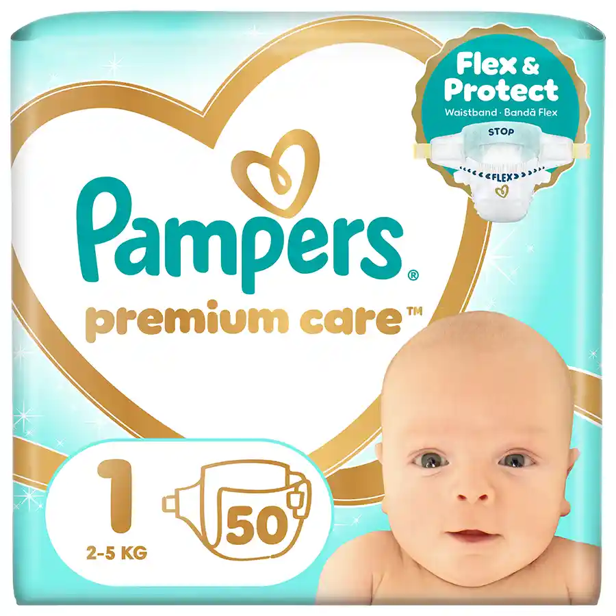 Pampers Premium Care Newborn Πάνες No1 (2-5kg.) Value Pack 50τεμ.