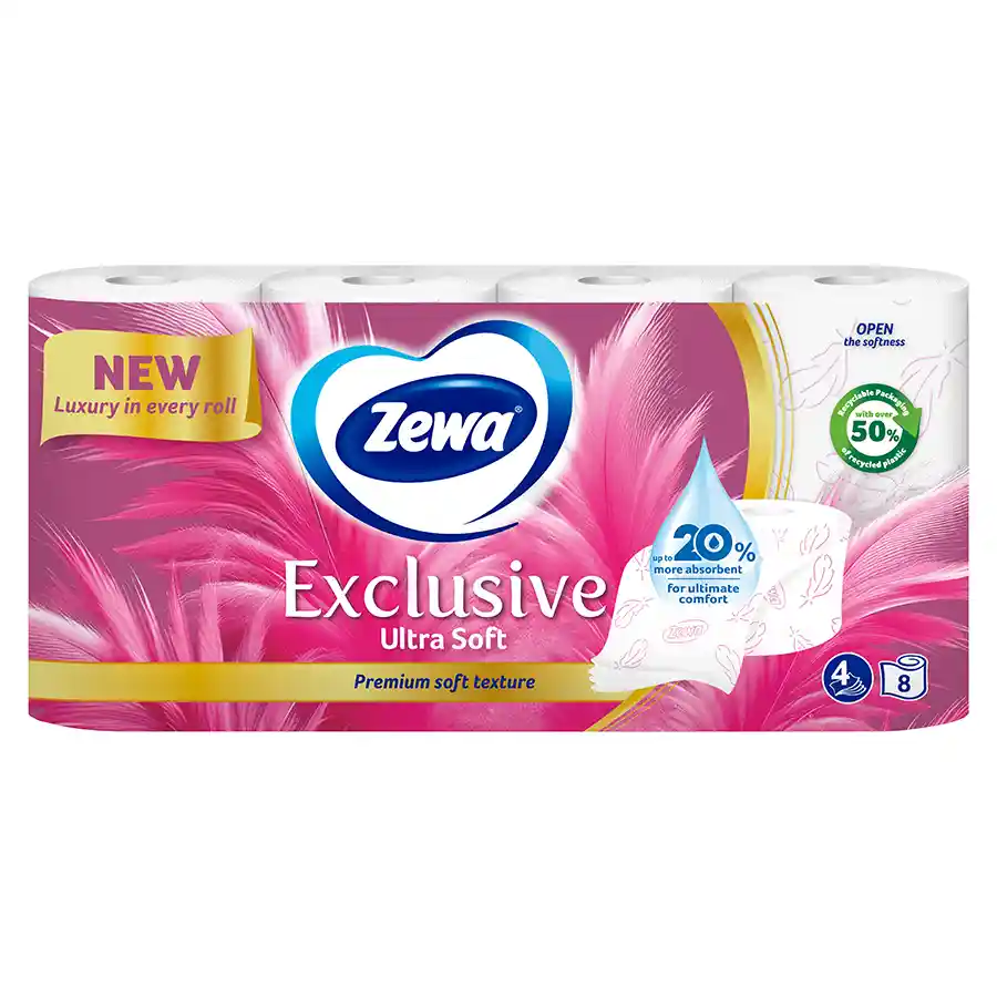 Zewa Exclusive Χαρτί Υγείας Ultra Soft 4Φύλλων 8τεμ. 888γρ.