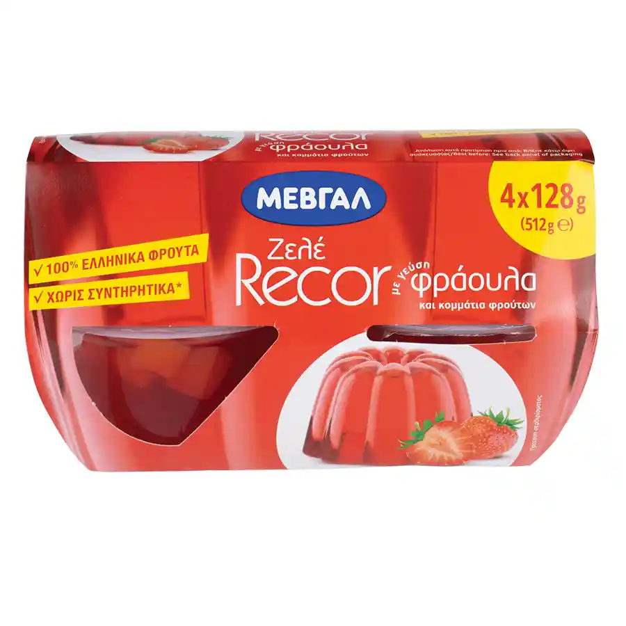 Μεβγάλ Recor Ζελέ Φράουλα 4x128γρ.