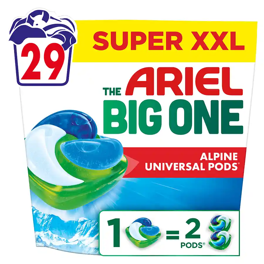 Ariel Big One Pods Απορρυπαντικό Πλυντηρίου Ρούχων Alpine 29τεμ.