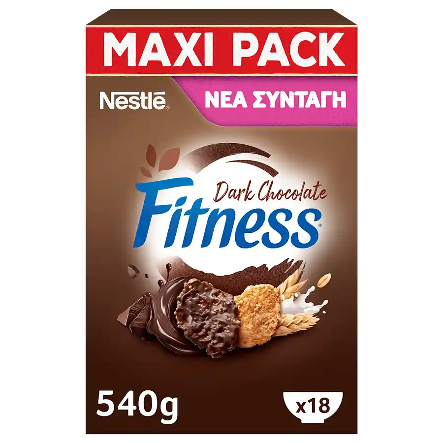 Nestle Fitness Δημητριακά Ολικής Άλεσης Με Μαύρη Σοκολάτα 540γρ.