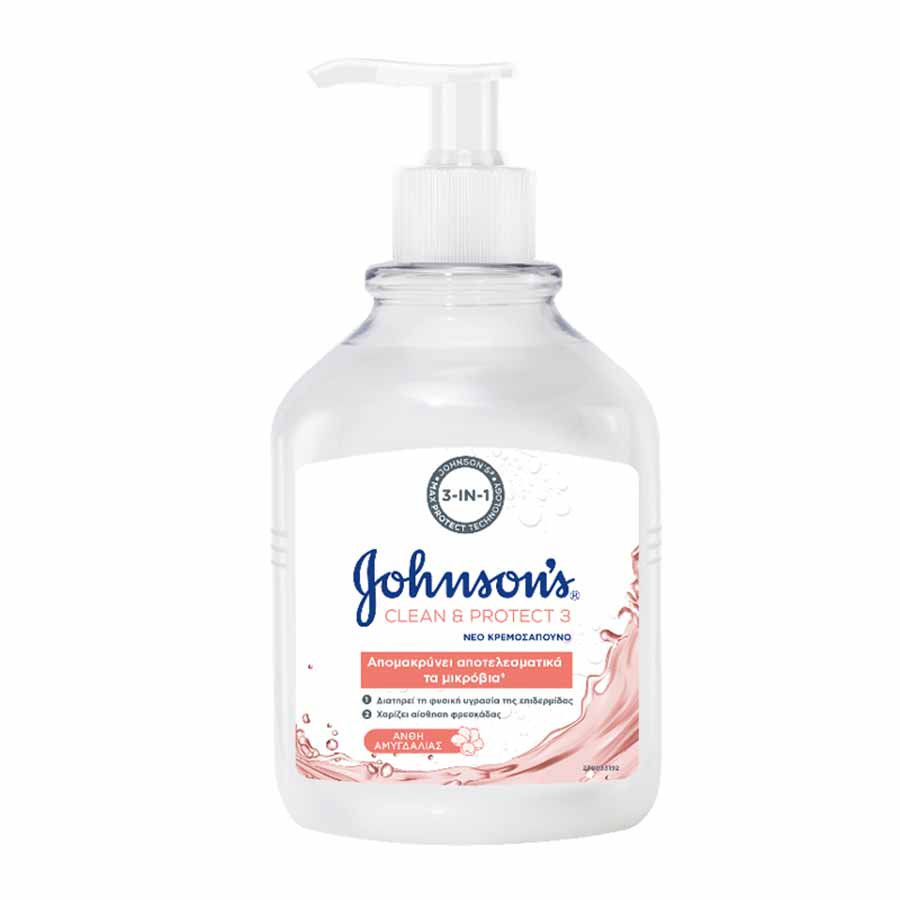Johnson's Clean & Protect 3 Κρεμοσάπουνο Άνθη Αμυγδαλιάς 500ml.